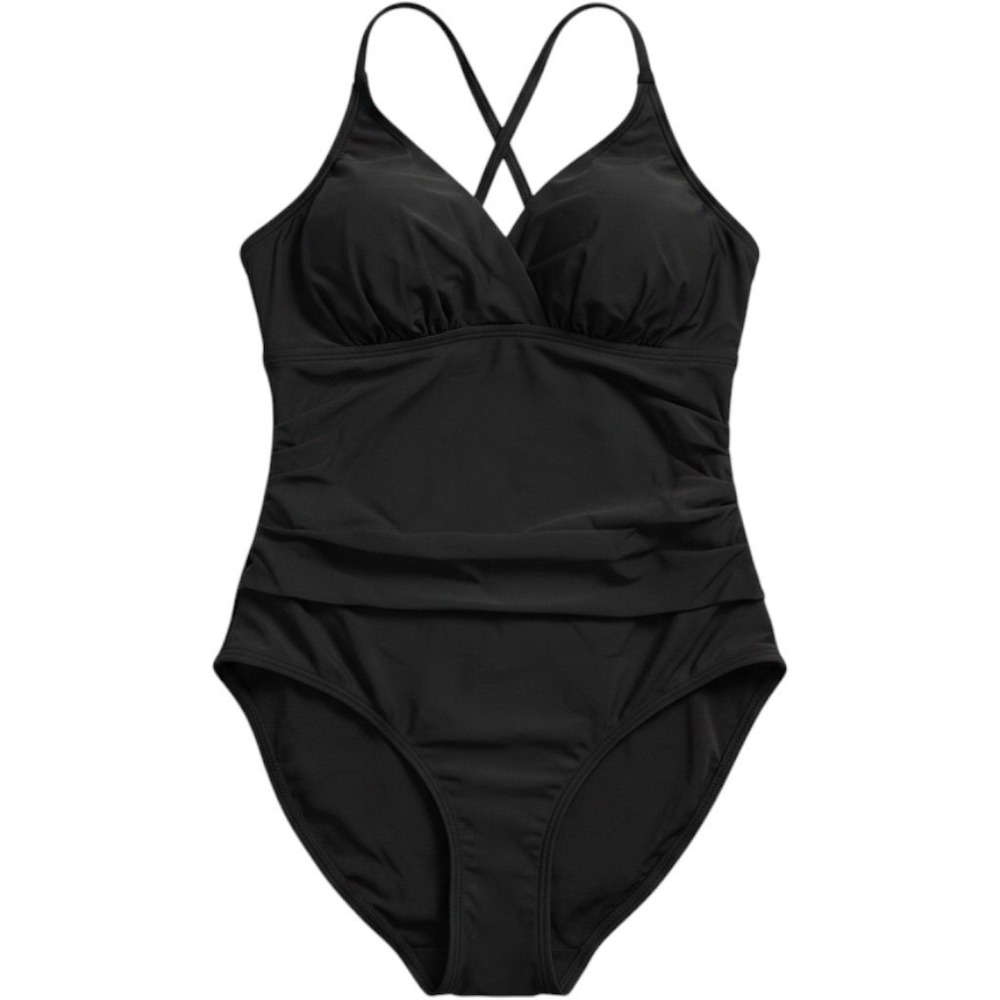 Jantzen Womens Black Surplice Tummy Control One Piece Swimsuit 18W JZ24711M NEW